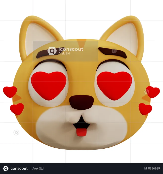 Amor de gato fofo Emoji 3D Icon