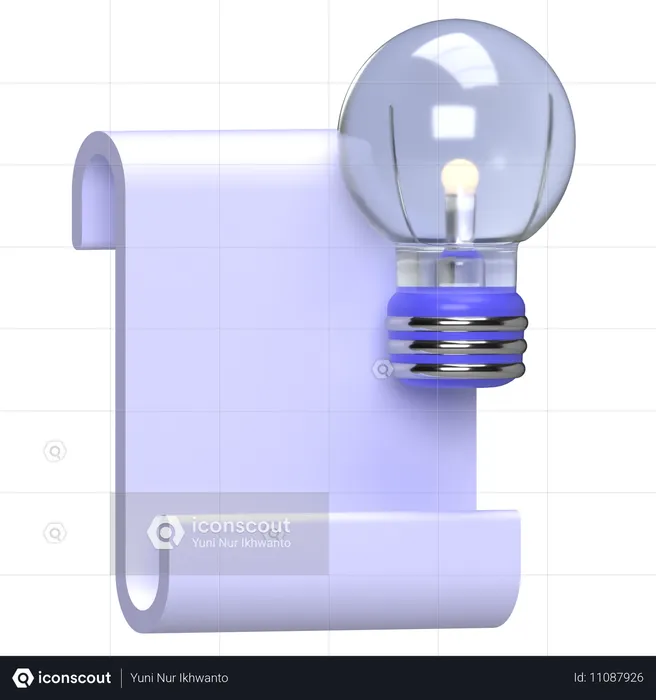 Ampoule et papier parchemin  3D Icon