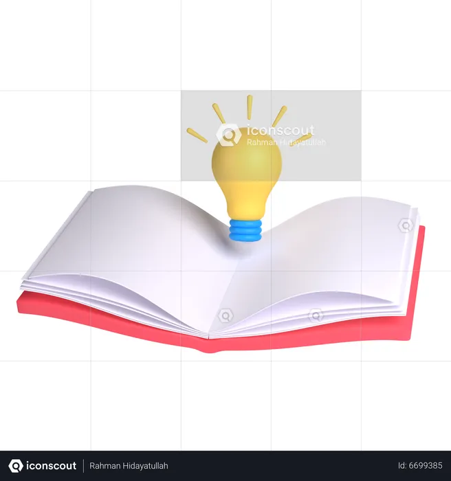 Ampoule sur un livre  3D Icon