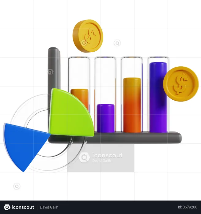 Analisando o crescimento financeiro  3D Icon