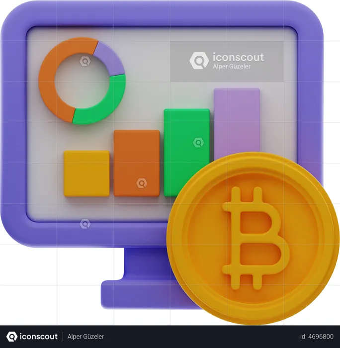 Análise de bitcoin  3D Illustration