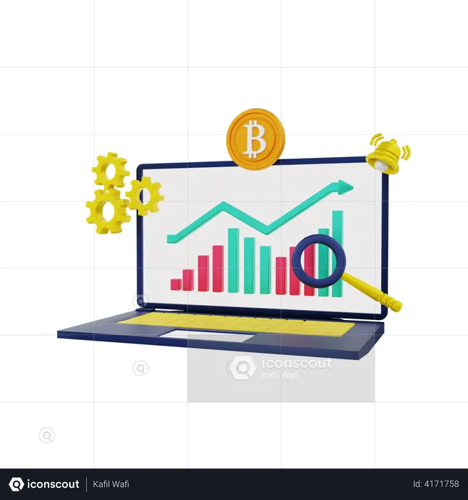 Análise de criptomoeda  3D Illustration