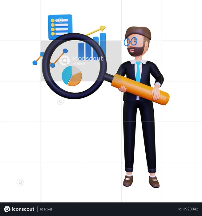 Análise de dados fazendo previsões de negócios futuros  3D Illustration