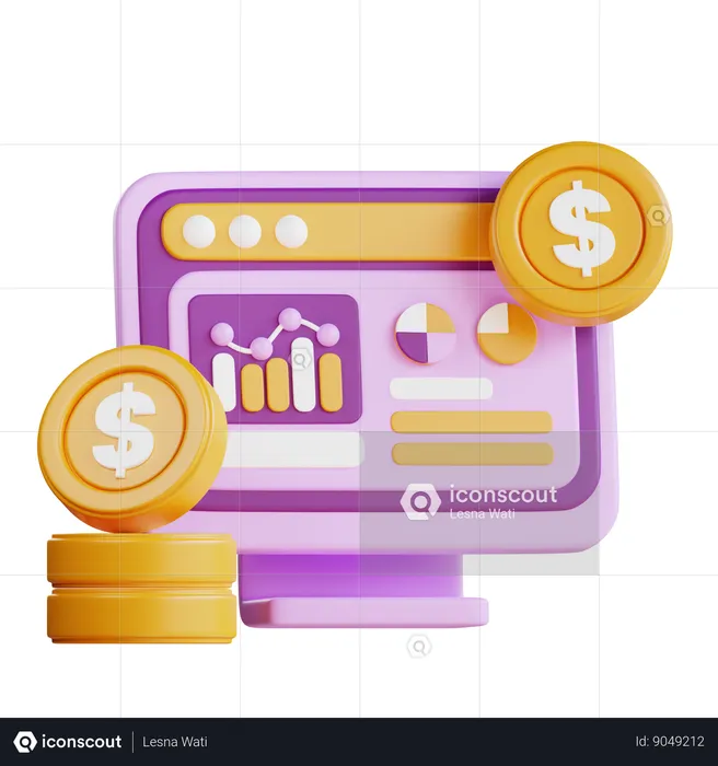 Análise financeira on-line  3D Icon