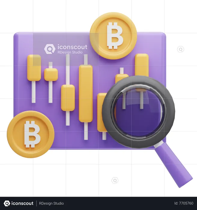 Análisis de acciones de Bitcoin  3D Icon