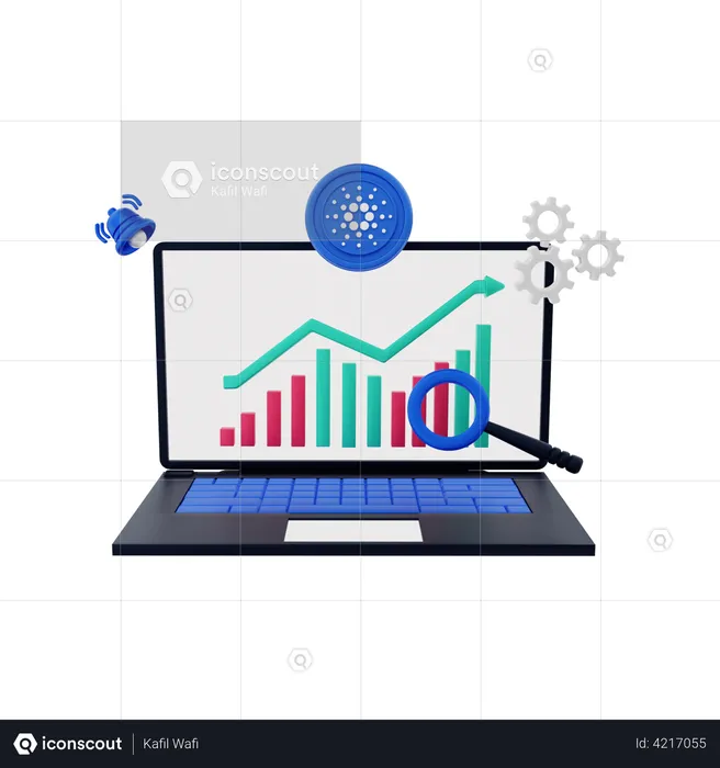 Análisis de monedas cardano  3D Illustration