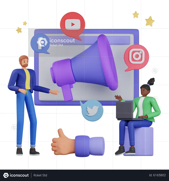 Analista de marketing en redes sociales  3D Illustration