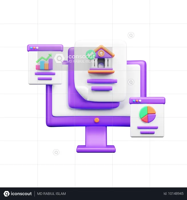 Analyse bancaire en ligne  3D Icon