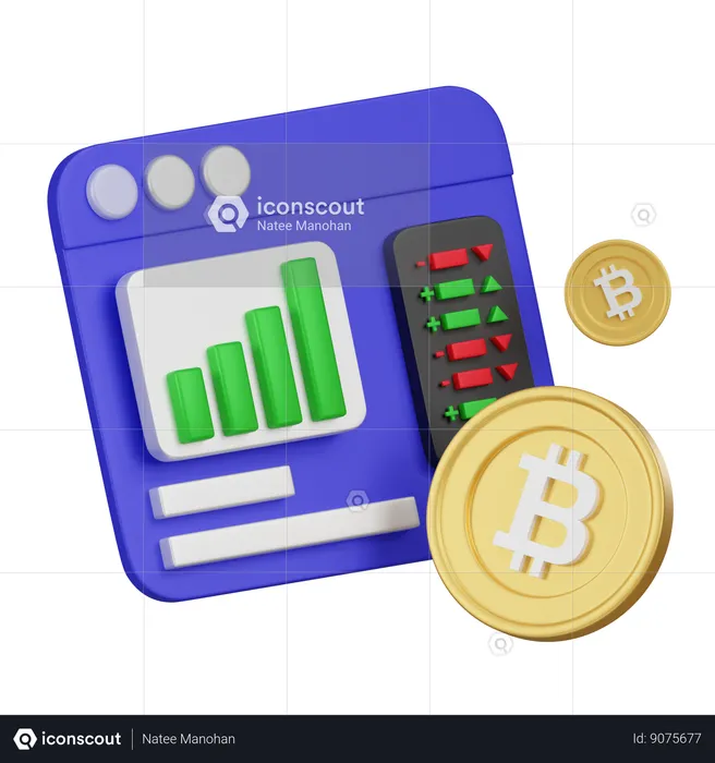 Analyse Bitcoin  3D Icon