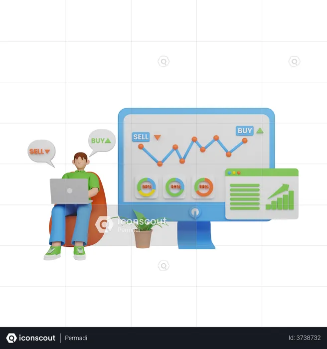 Analyse du marché boursier  3D Illustration