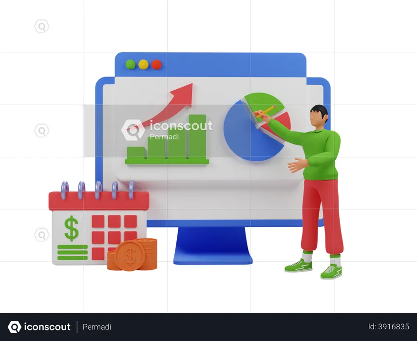 Buchhaltung analysieren  3D Illustration