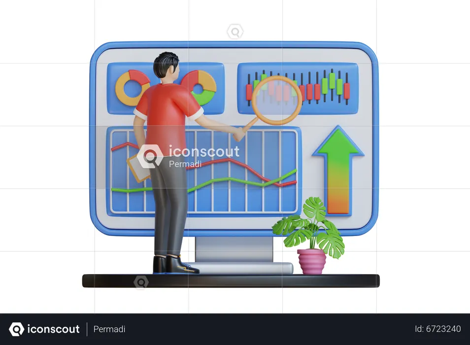 Dashboard analysieren  3D Illustration