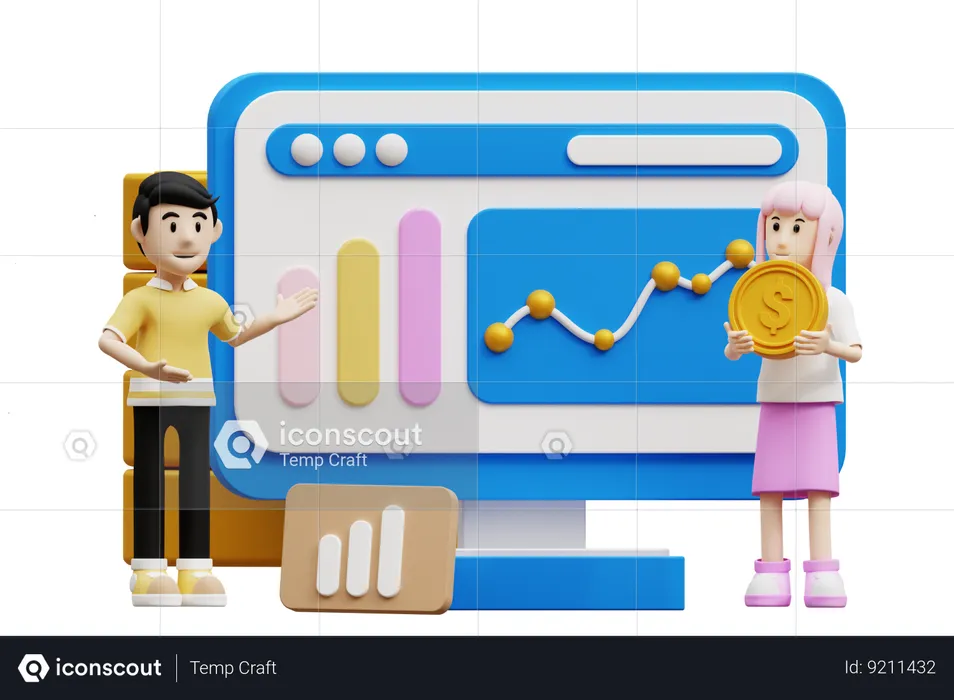 Analyse de la croissance financière  3D Illustration