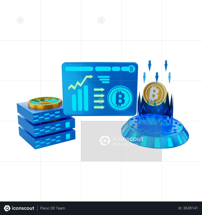 Analyse de crypto-monnaie  3D Illustration