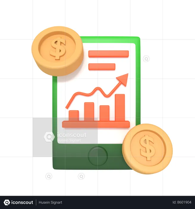 Analyse des bénéfices en ligne  3D Icon