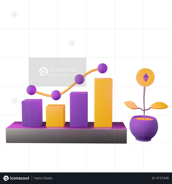 Analyse des investissements Ethereum  3D Illustration