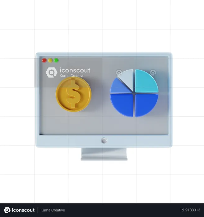 Analyse financière en ligne  3D Icon