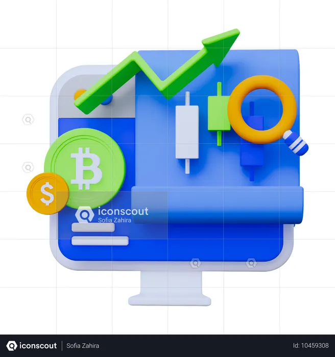 Analyste de marché boursier sur le web  3D Icon