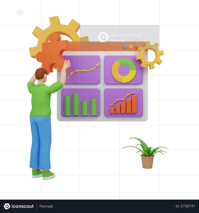 Analyzing sales growth chart  3D Illustration