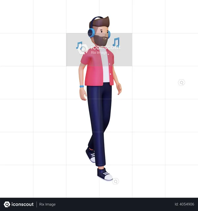 Caminhar enquanto ouve música  3D Icon