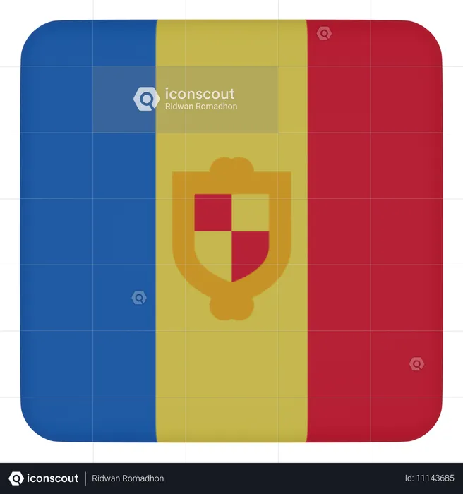 Andorra Flag 3D Icon