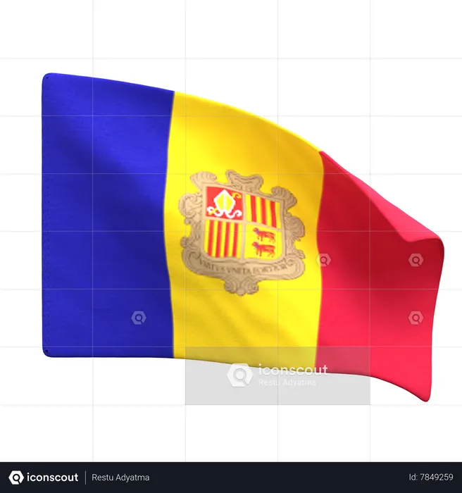 Andorra Flag Flag 3D Icon