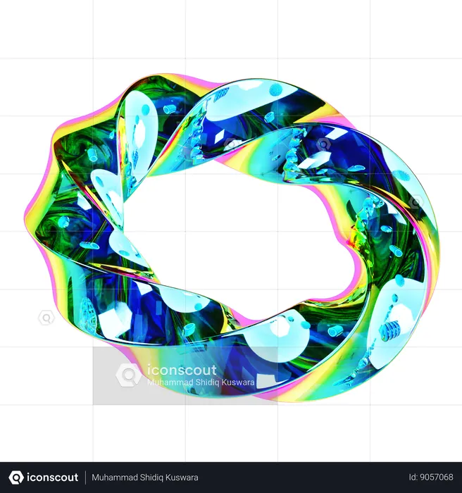 Forma abstrata de anel iridescente  3D Icon