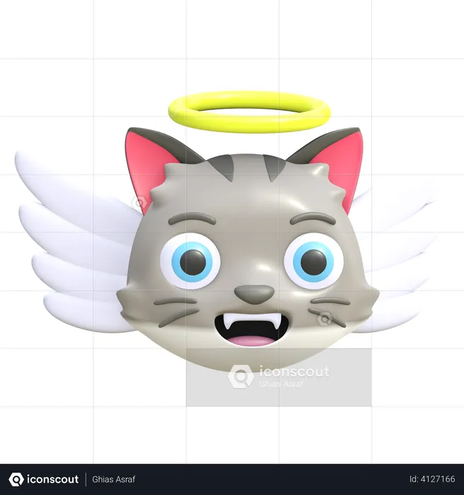 Angel cat Emoji 3D Illustration