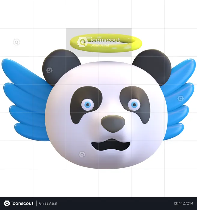 Angel panda Emoji 3D Illustration