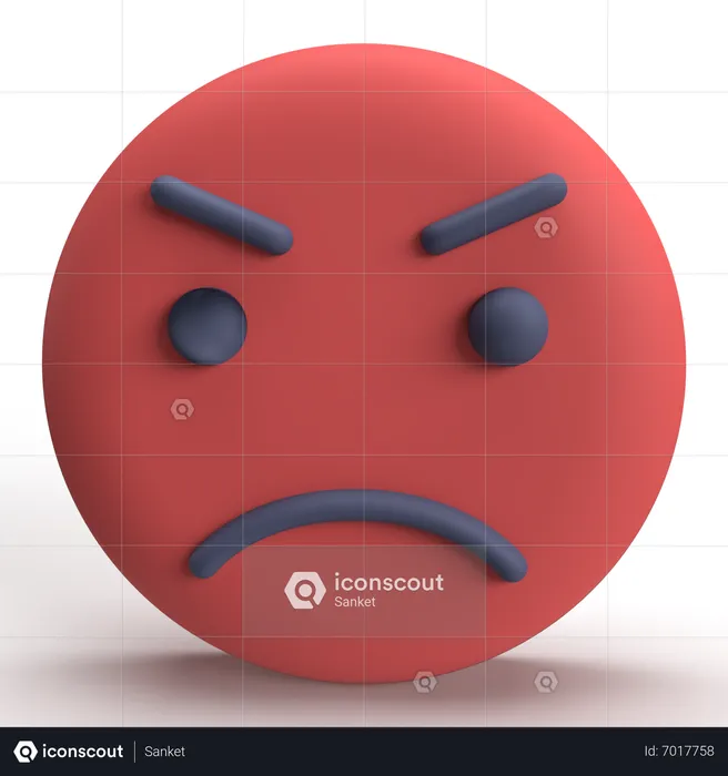 Anger Emoji Logo 3D Icon