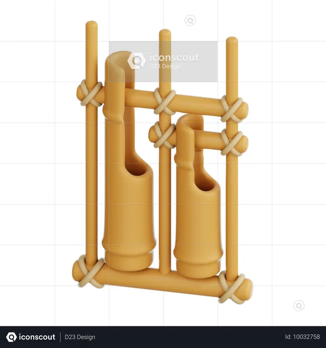 Angklung de instrumentos musicais tradicionais  3D Icon