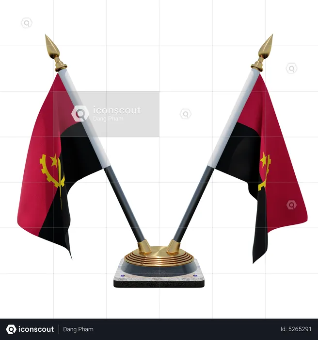 Angola Double (V) Desk Flag Stand Flag 3D Icon
