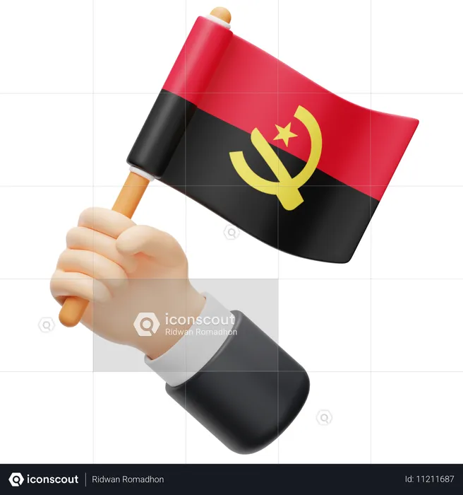 アンゴラの国旗 Flag 3D Icon