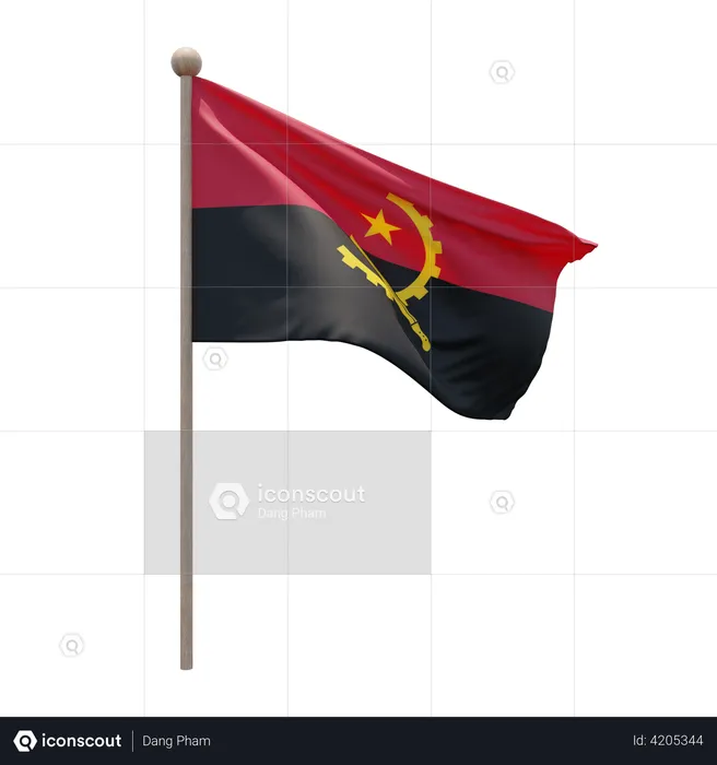 Angola Flag Pole  3D Illustration