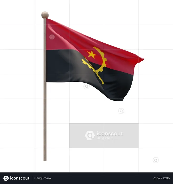 Angola Flagpole Flag 3D Icon