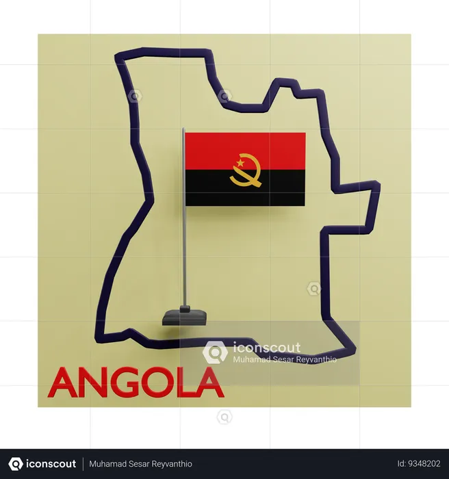 Angola map Flag 3D Icon