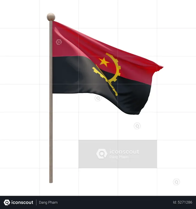 Mât de drapeau de l'Angola Flag 3D Icon