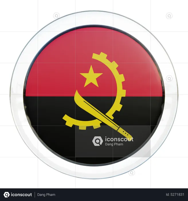 Angola Round Flag Flag 3D Icon
