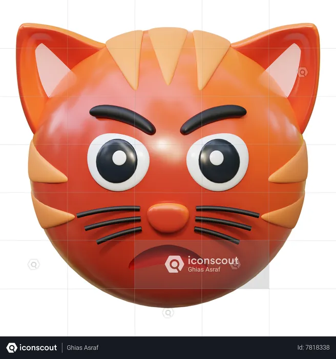 Angry cat Emoji 3D Illustration download in PNG, OBJ or Blend format