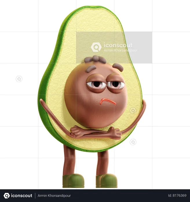 Angry Avocado  3D Illustration
