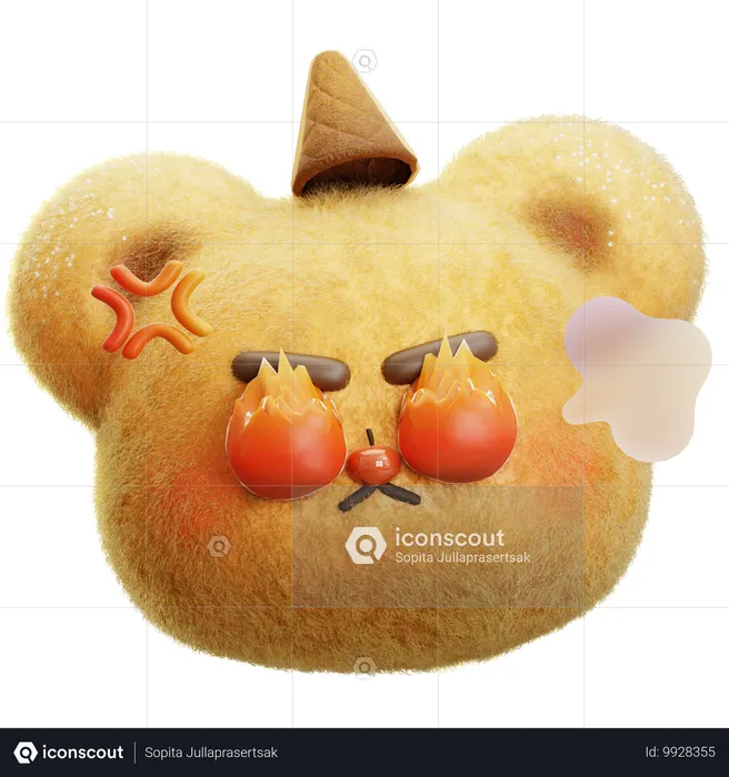 Angry Bear Emoji 3D Icon