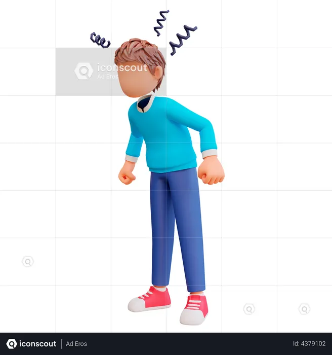 Angry Boy  3D Illustration