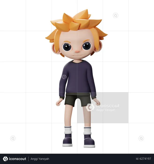 Angry boy  3D Illustration