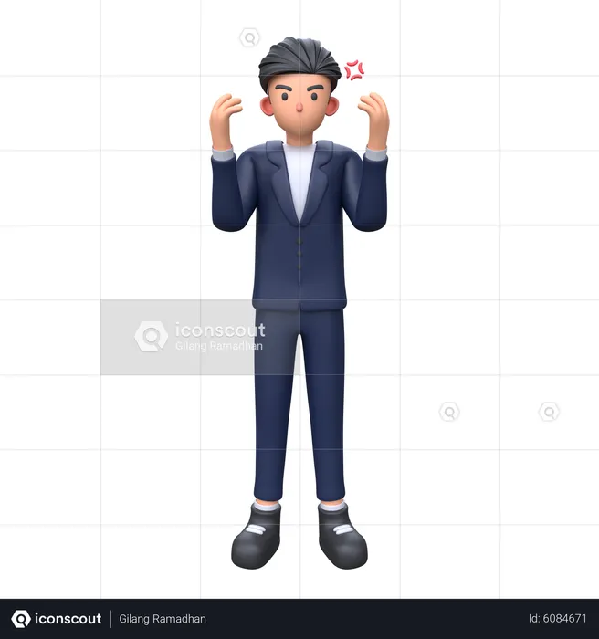 Angry Businessman  3D Illustration