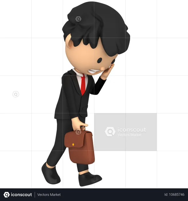 Angry Businessman walking put of office  3D Illustration