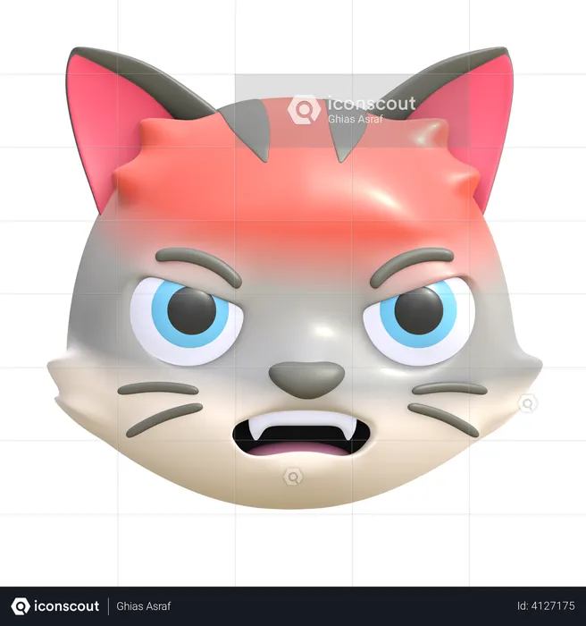 Angry cat Emoji 3D Illustration