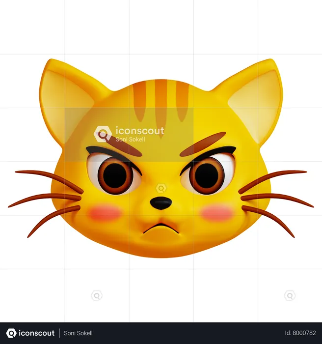 Angry cat Emoji 3D Illustration download in PNG, OBJ or Blend format