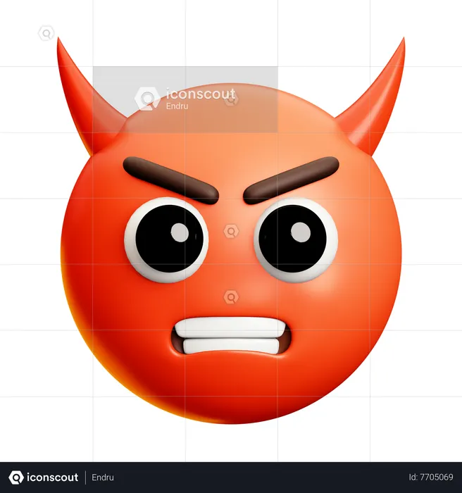 Angry Devil Face With Bitting Teeth Emoji 3D Icon