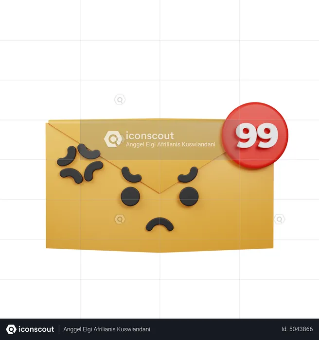 Angry Email Emoji 3D Icon