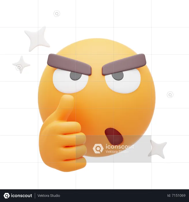 Angry Emoji Logo 3D Icon
